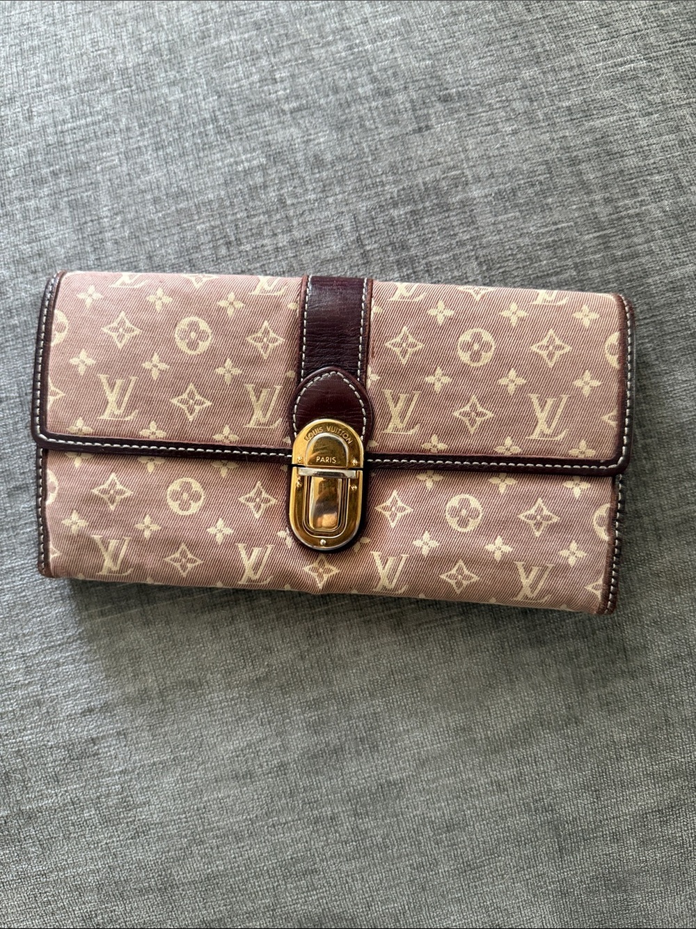 Louis Vuitton Sepia and Burgundy Monogram Canvas Clasp Wallet